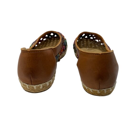 Maya Espadrille Women 6-6.5 Brown Mexican Huarache Leather Flat Rainbow Festival - Picture 6 of 10